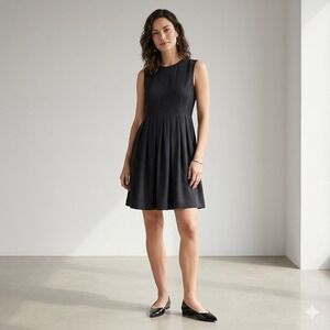 Vince Silk Black Pleated Above The Knee Size 4 Formal Basic Cocktail Dress